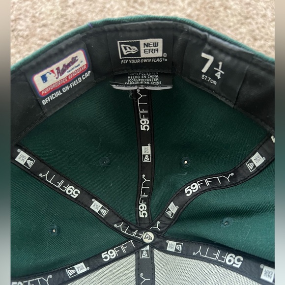 New Era A’s athletics Yellow/Green fitted hat size 7 1/4 - Picture 2 of 8